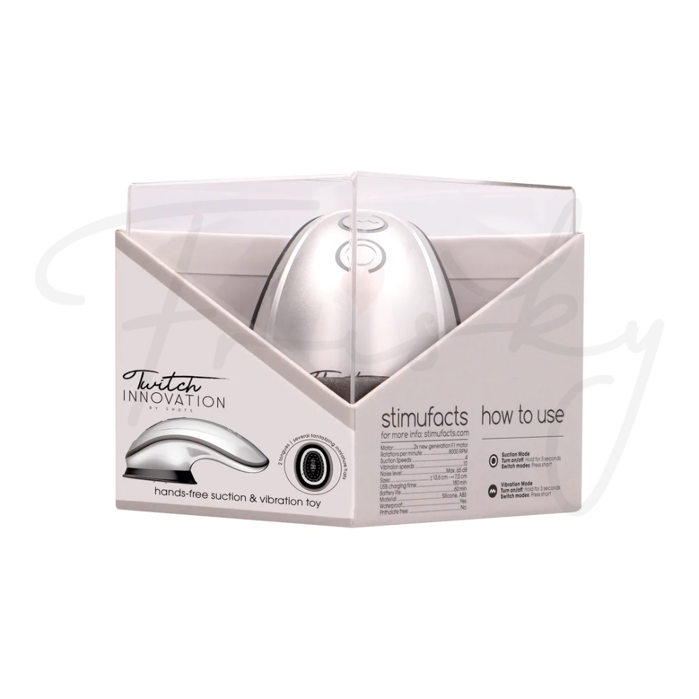 SHOTS - Twitch Handsfree Suction and Vibration Toy - Silver