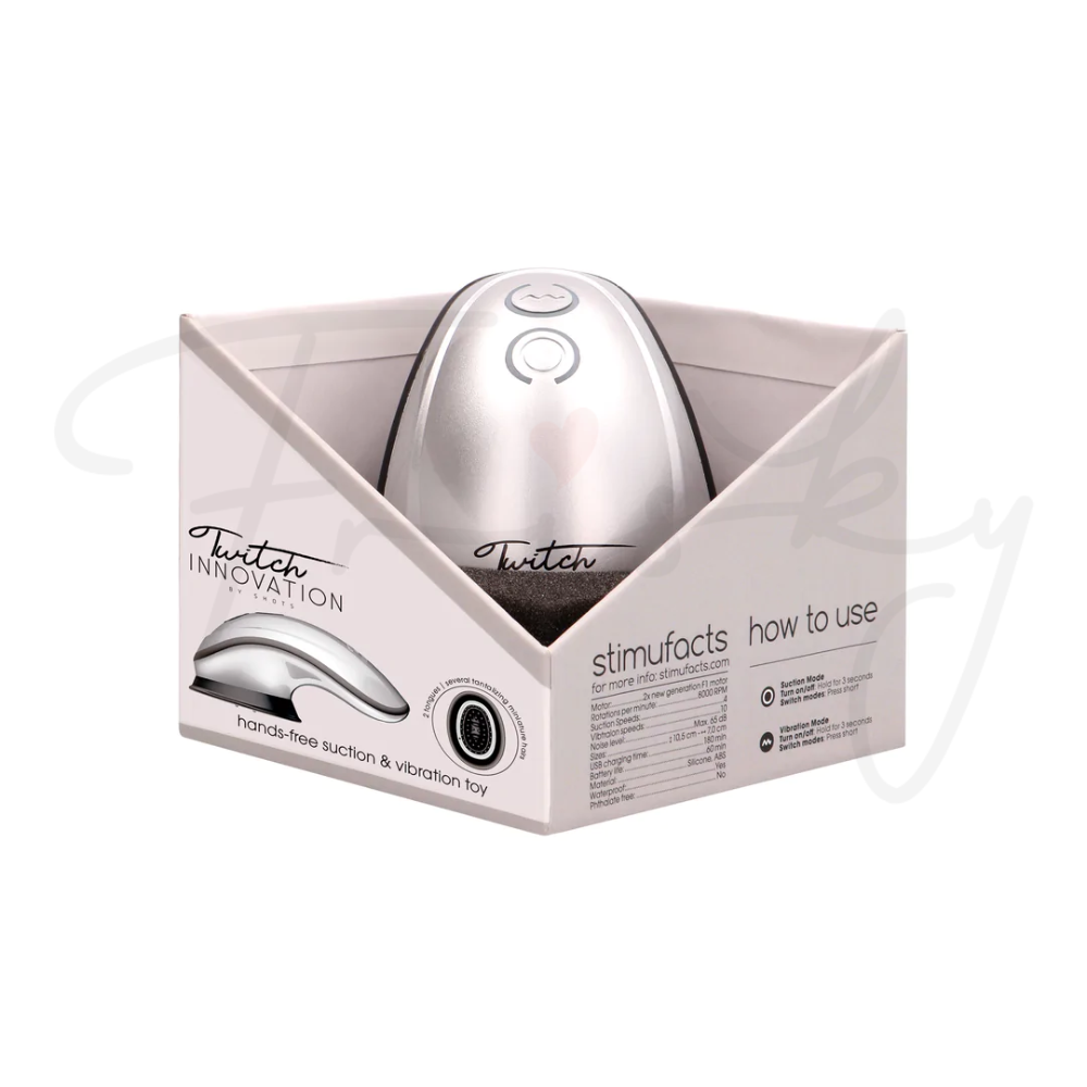 SHOTS - Twitch Handsfree Suction and Vibration Toy - Silver