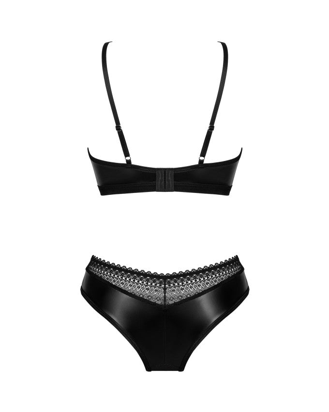 Bra Set - 2 Pcs Black Sexy Bra with Zipper Underwear