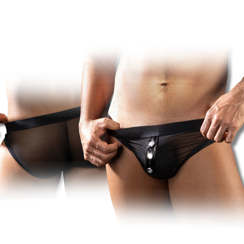 Skivvies - Black Breathable with Blinking Button Sexy Men Underwear