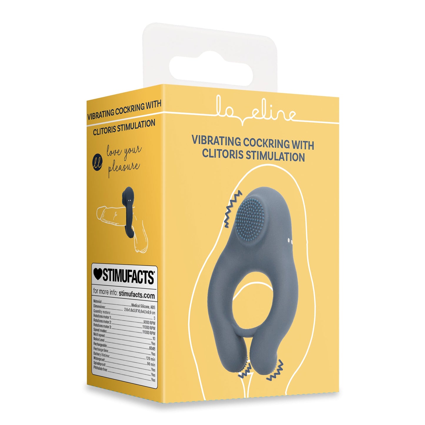 SHOTS Vibrating Cock Ring with Clitoris Stimulation - Indigo Blue
