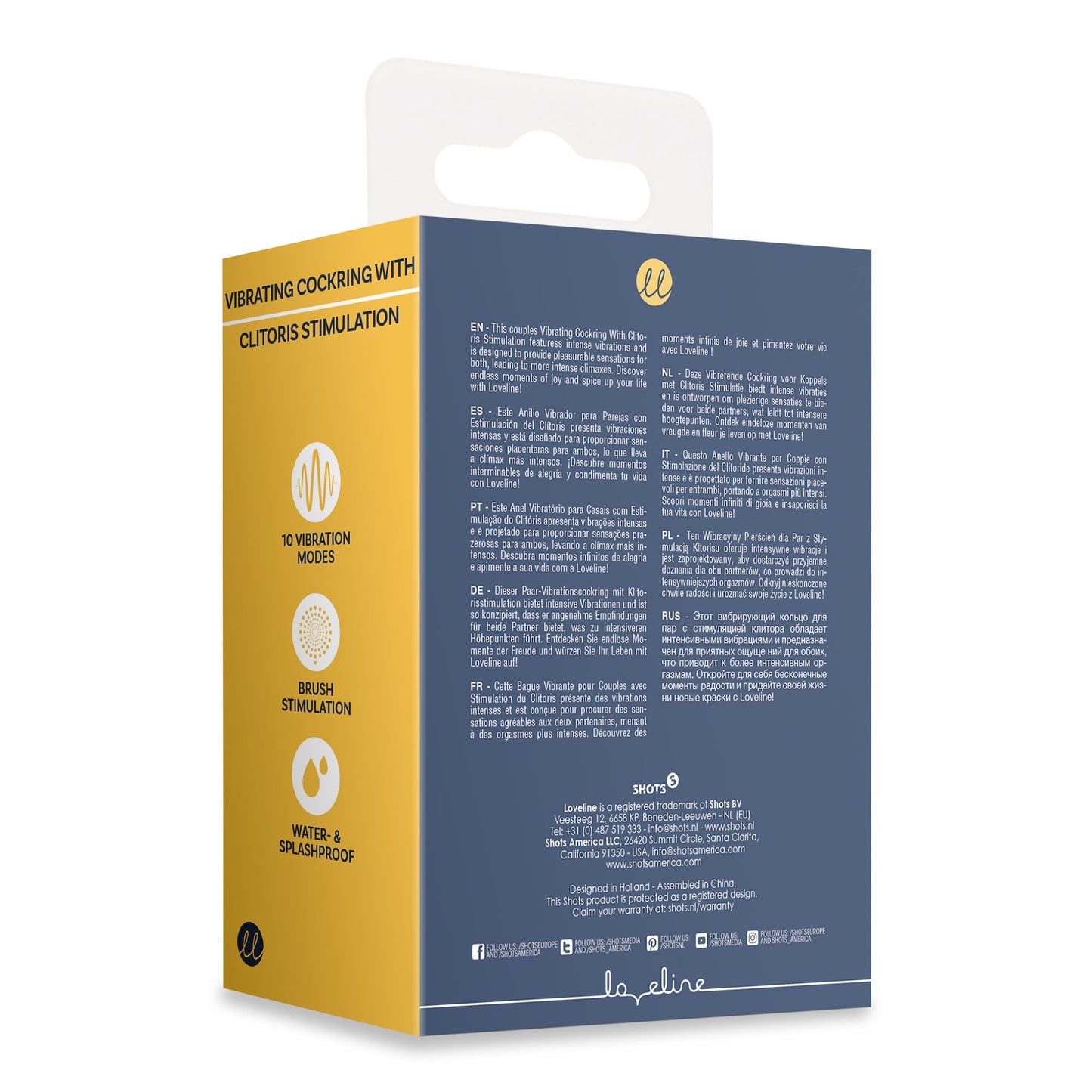 SHOTS Vibrating Cock Ring with Clitoris Stimulation - Indigo Blue