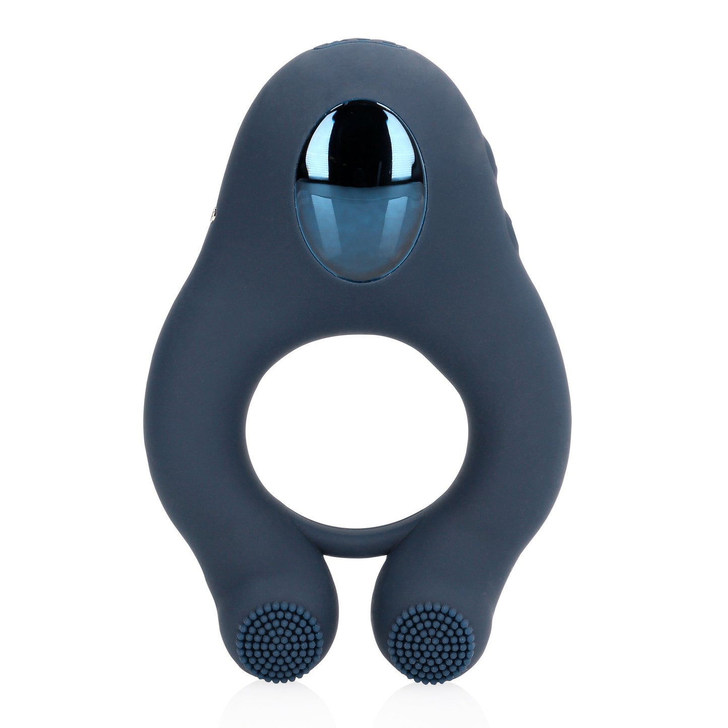 SHOTS Vibrating Cock Ring with Clitoris Stimulation - Indigo Blue