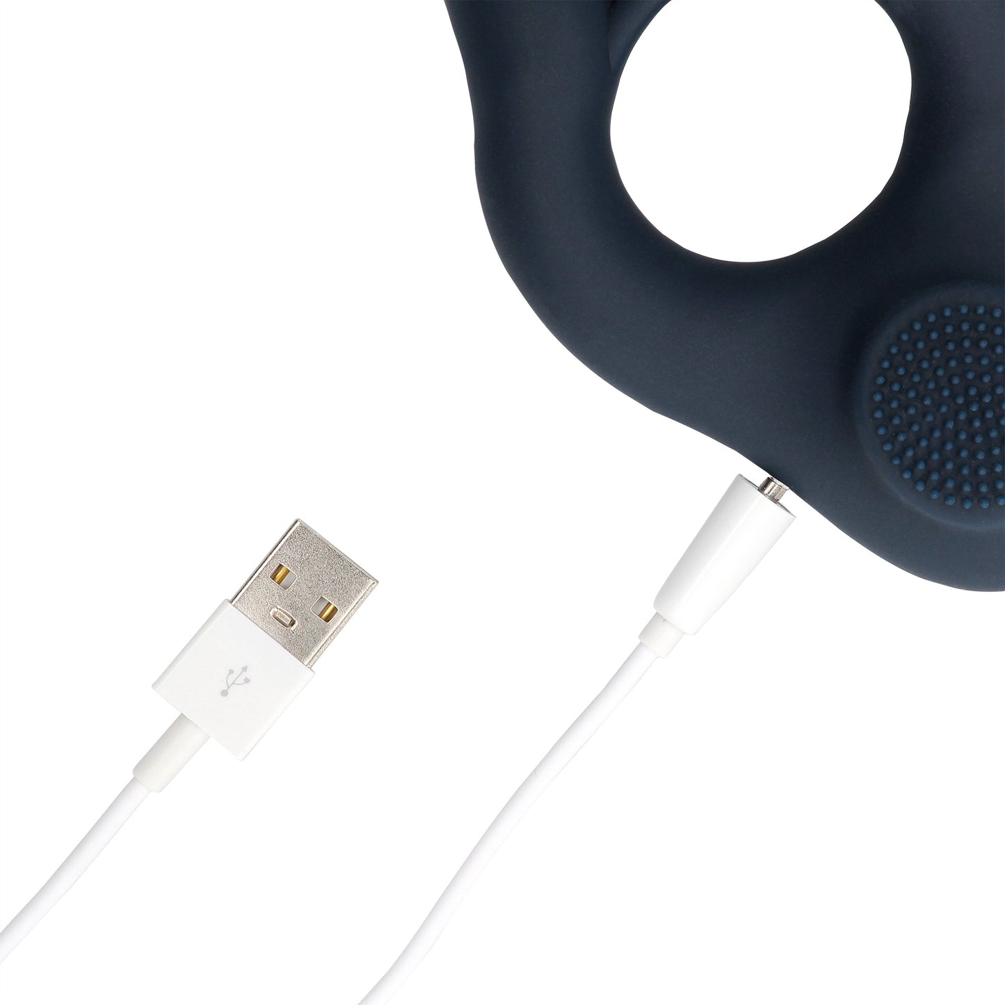 SHOTS Vibrating Cock Ring with Clitoris Stimulation - Indigo Blue