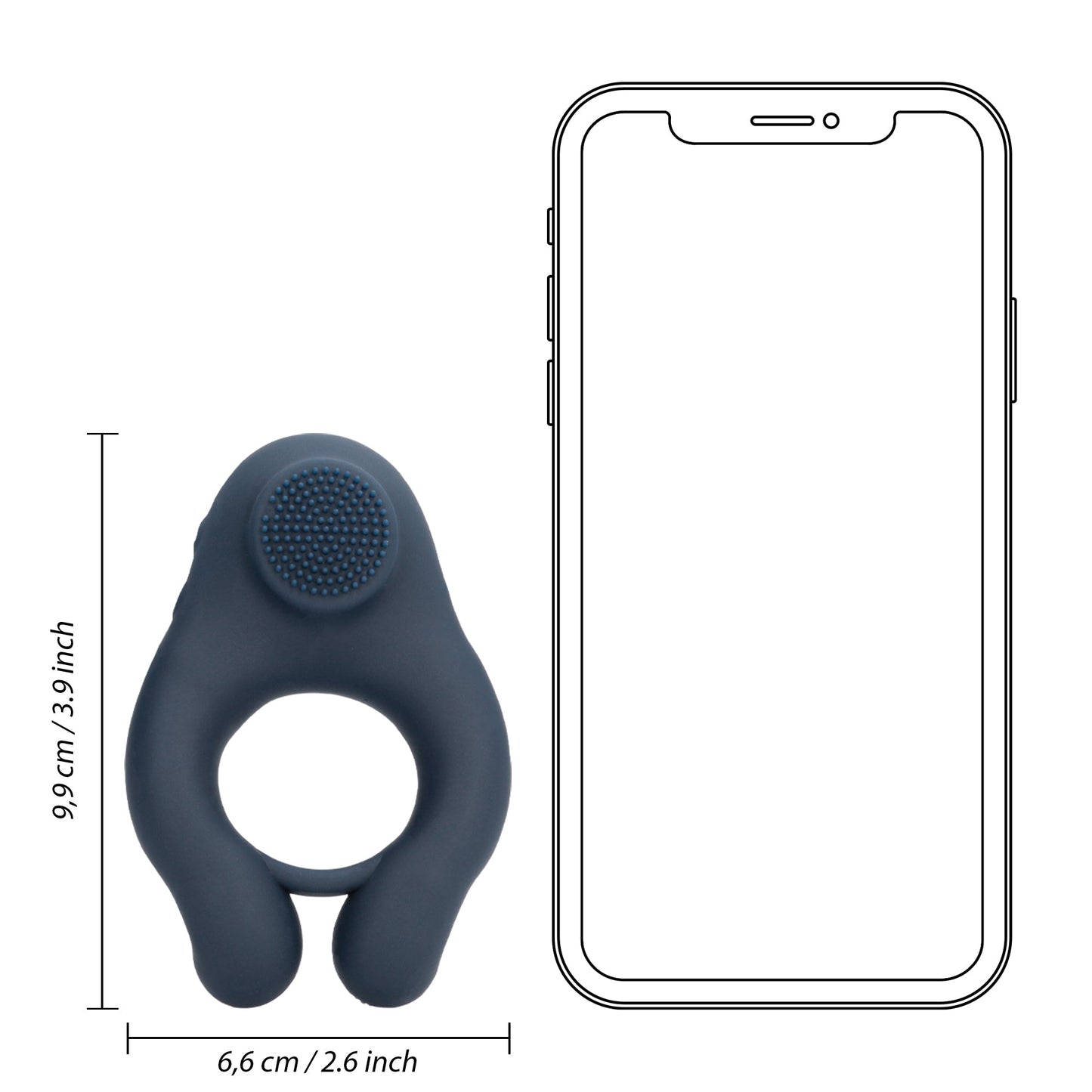 SHOTS Vibrating Cock Ring with Clitoris Stimulation - Indigo Blue