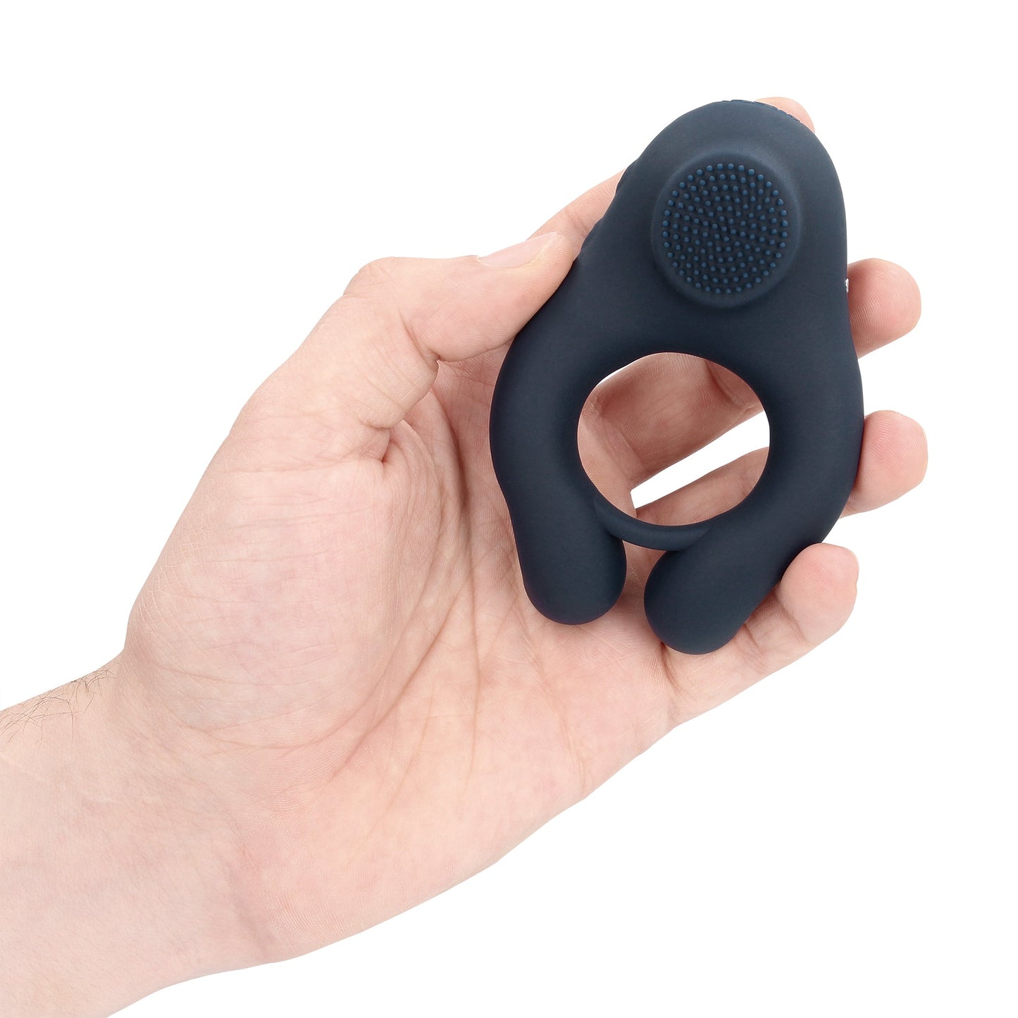 SHOTS Vibrating Cock Ring with Clitoris Stimulation - Indigo Blue