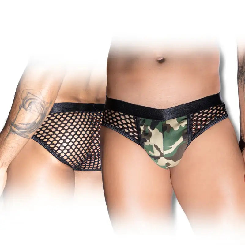 Skivvies - Army Green Fishnet Hollow Male Sexy Underwear