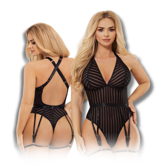 Teddy - 1 Pc Striped Crossing Back Strap with Garter