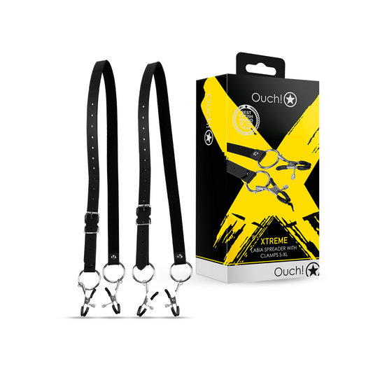 SHOTS Ouch! Labia Spreader with Clamps - Black