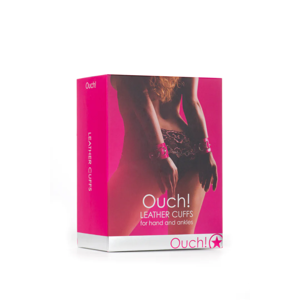 SHOTS Ouch! Leather Cuffs - Rose Red