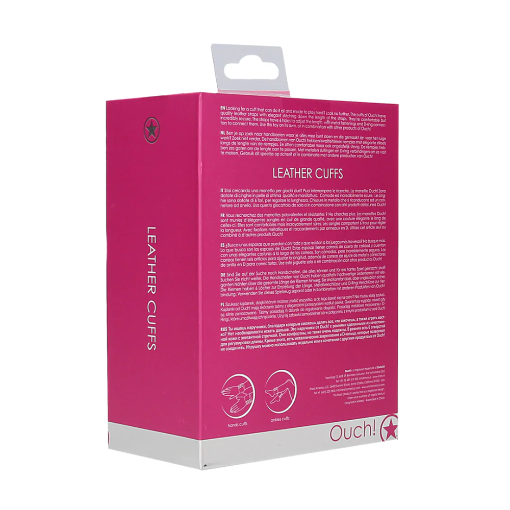 SHOTS Ouch! Leather Cuffs - Rose Red