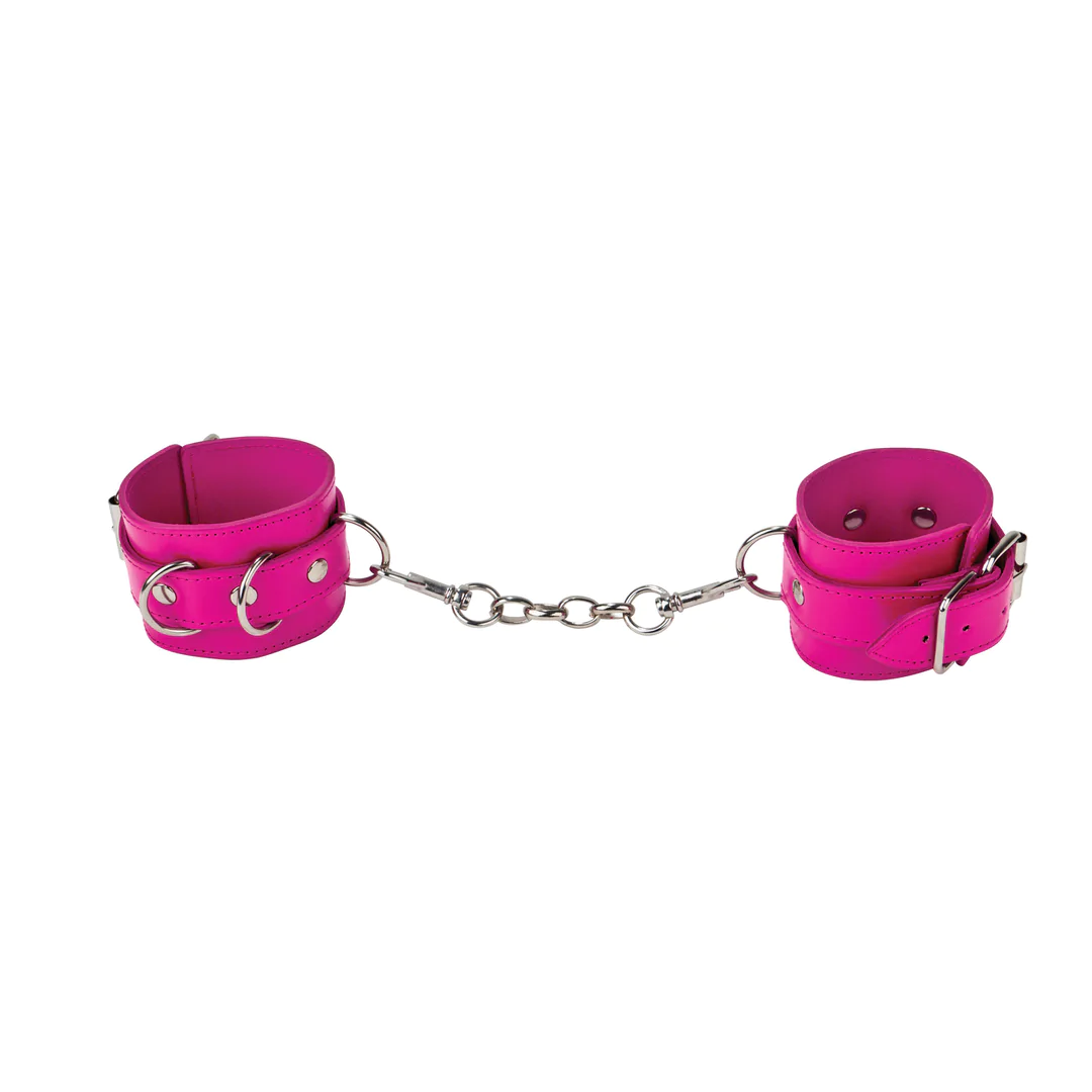 SHOTS Ouch! Leather Cuffs - Rose Red