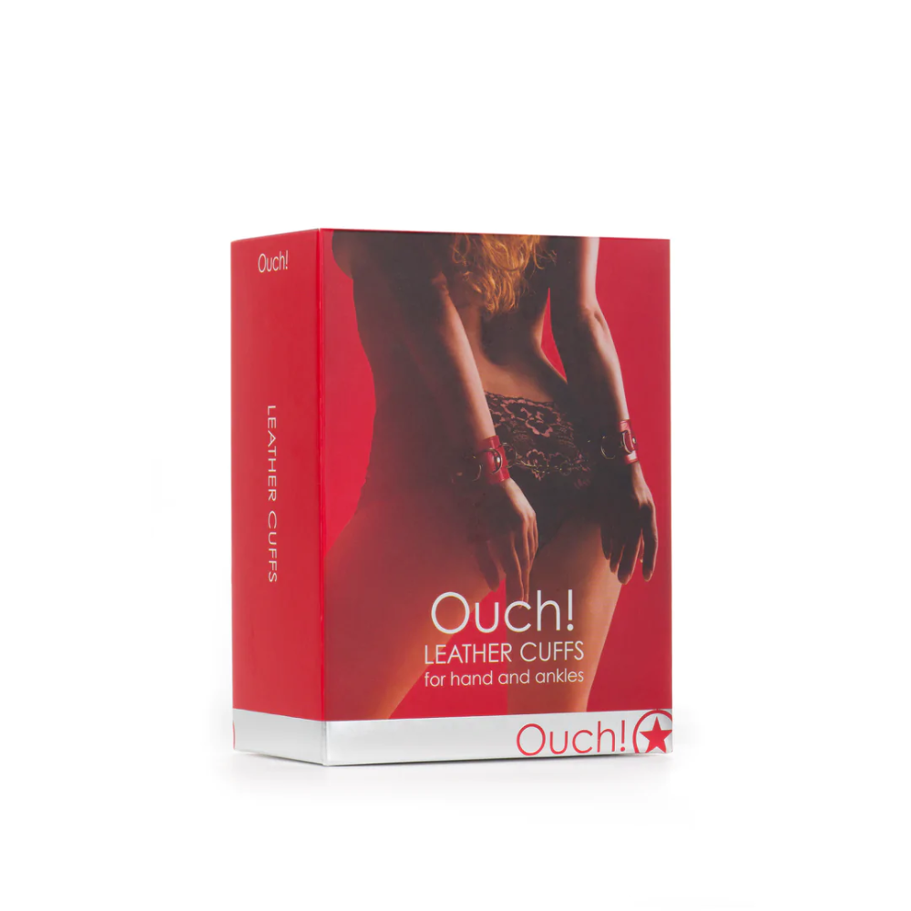 SHOTS Ouch! Leather Cuffs - Red