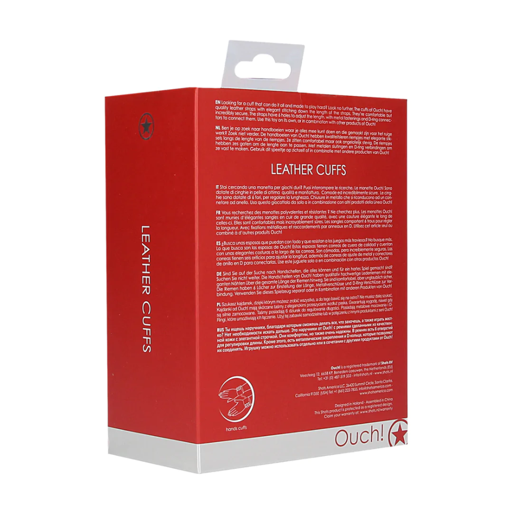 SHOTS Ouch! Leather Cuffs - Red