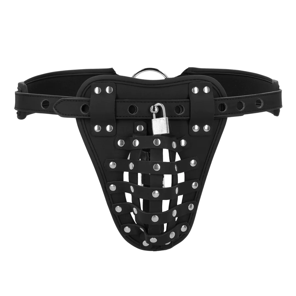 SHOTS Ouch! PU Leather Chastity Jock