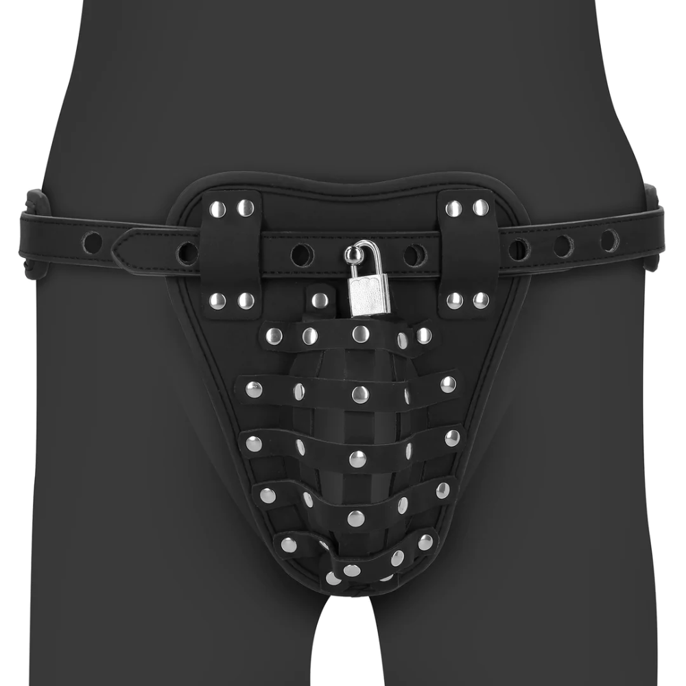 SHOTS Ouch! PU Leather Chastity Jock