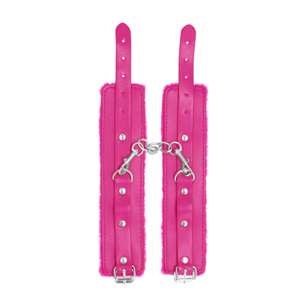 SHOTS Ouch! Plush Leather Handcuffs - Pink
