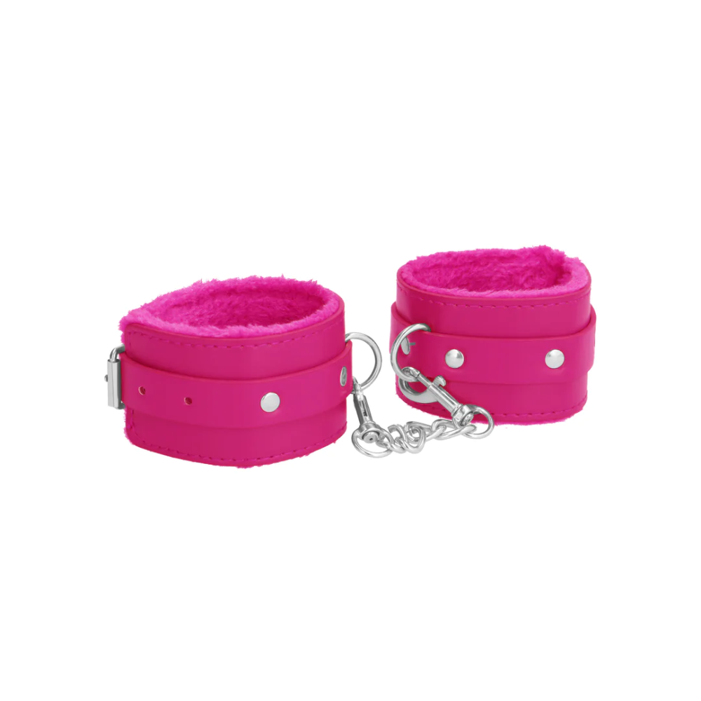 SHOTS Ouch! Plush Leather Handcuffs - Pink