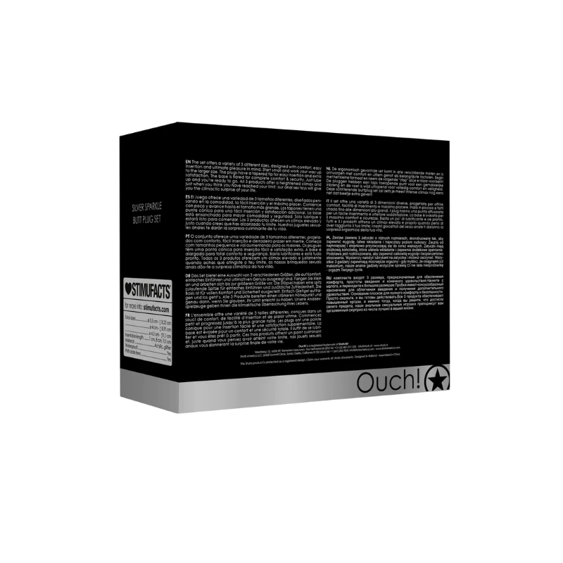 SHOTS Ouch! Acrylic Butt Plug Set - Silver