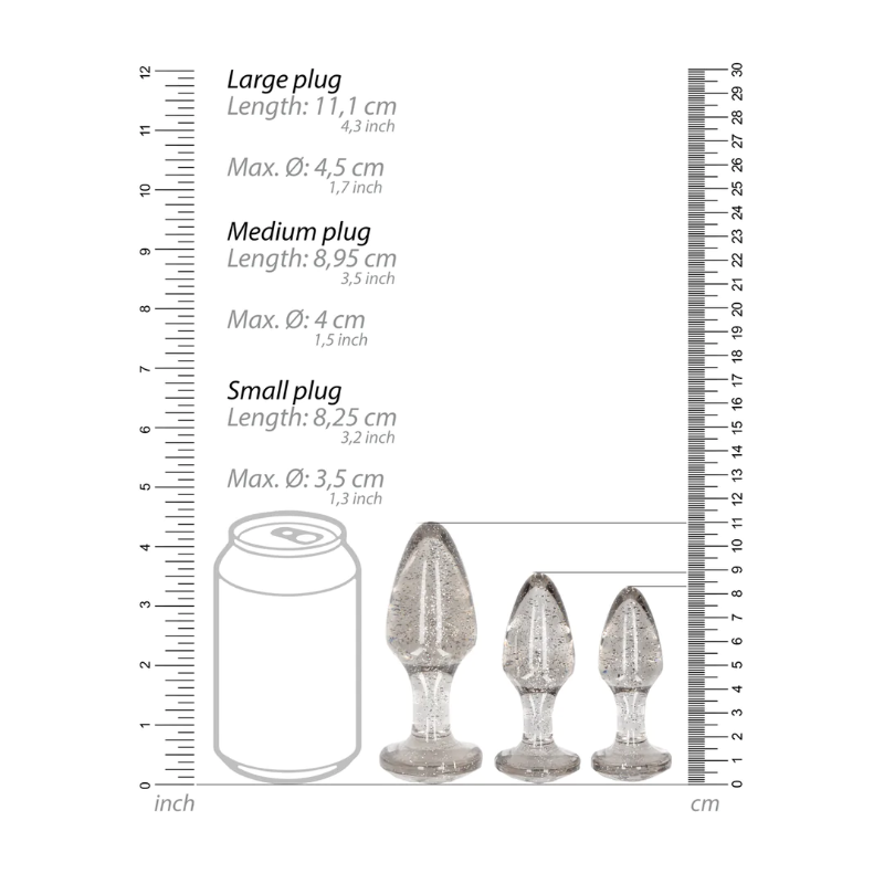 SHOTS Ouch! Acrylic Butt Plug Set - Silver