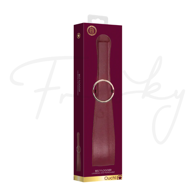 SHOTS Ouch! Belt Flogger - Burgundy