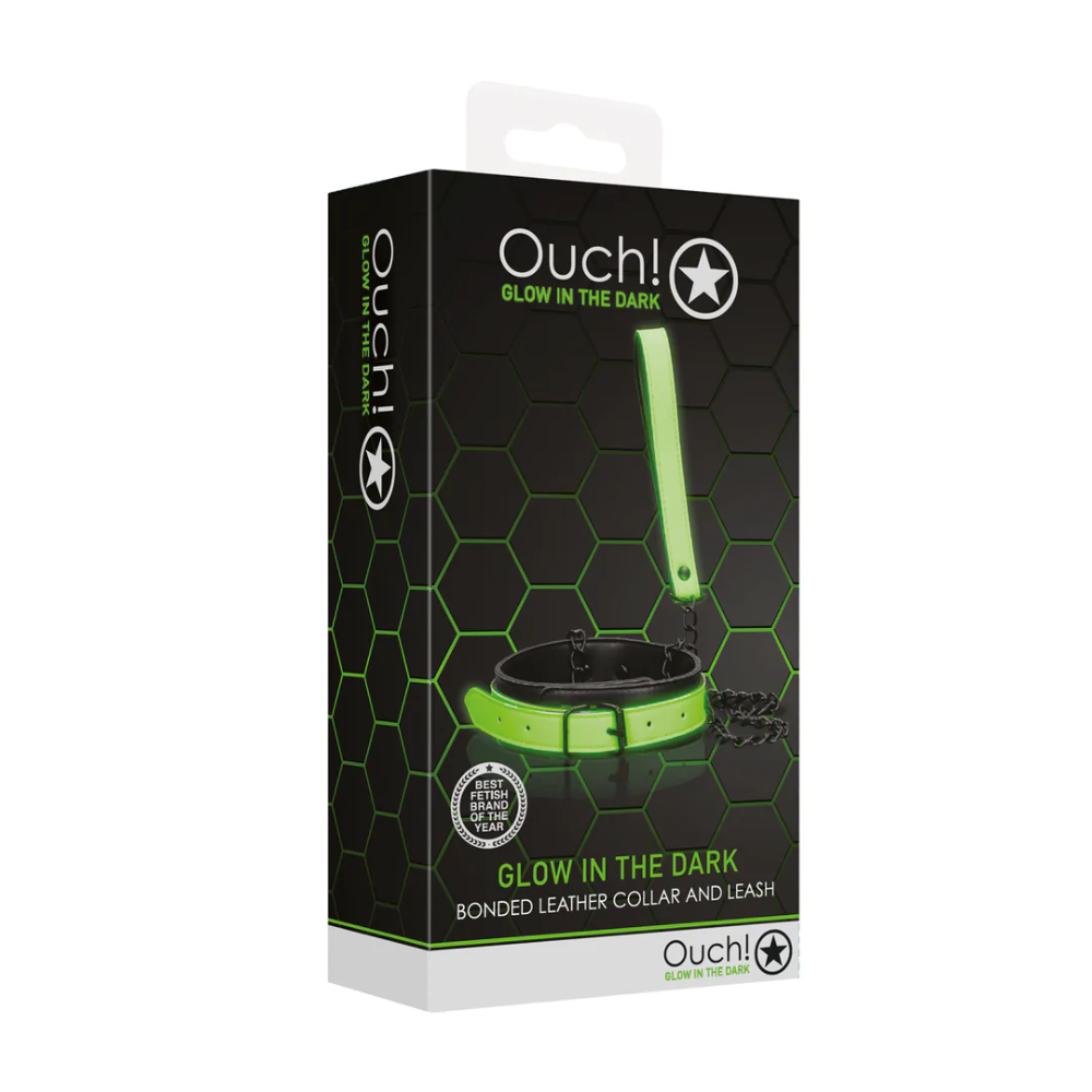 SHOTS Ouch! Collar and Leash - Glow in the Dark