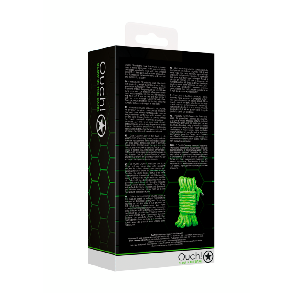 SHOTS Ouch! Rope Glow in the Dark - 16.4 ft / 5 m