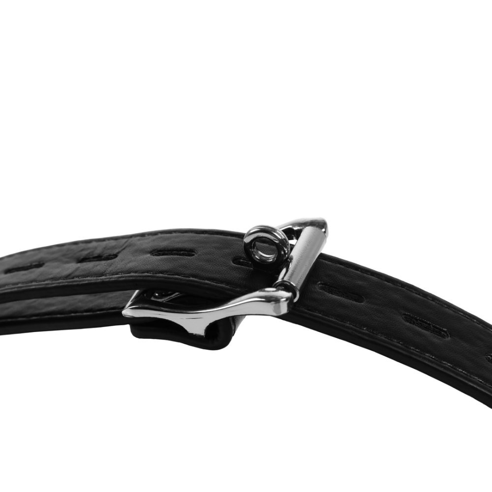 SHOTS Ouch! Open Mouth Gag Head Harness with Plug Stopper - Black