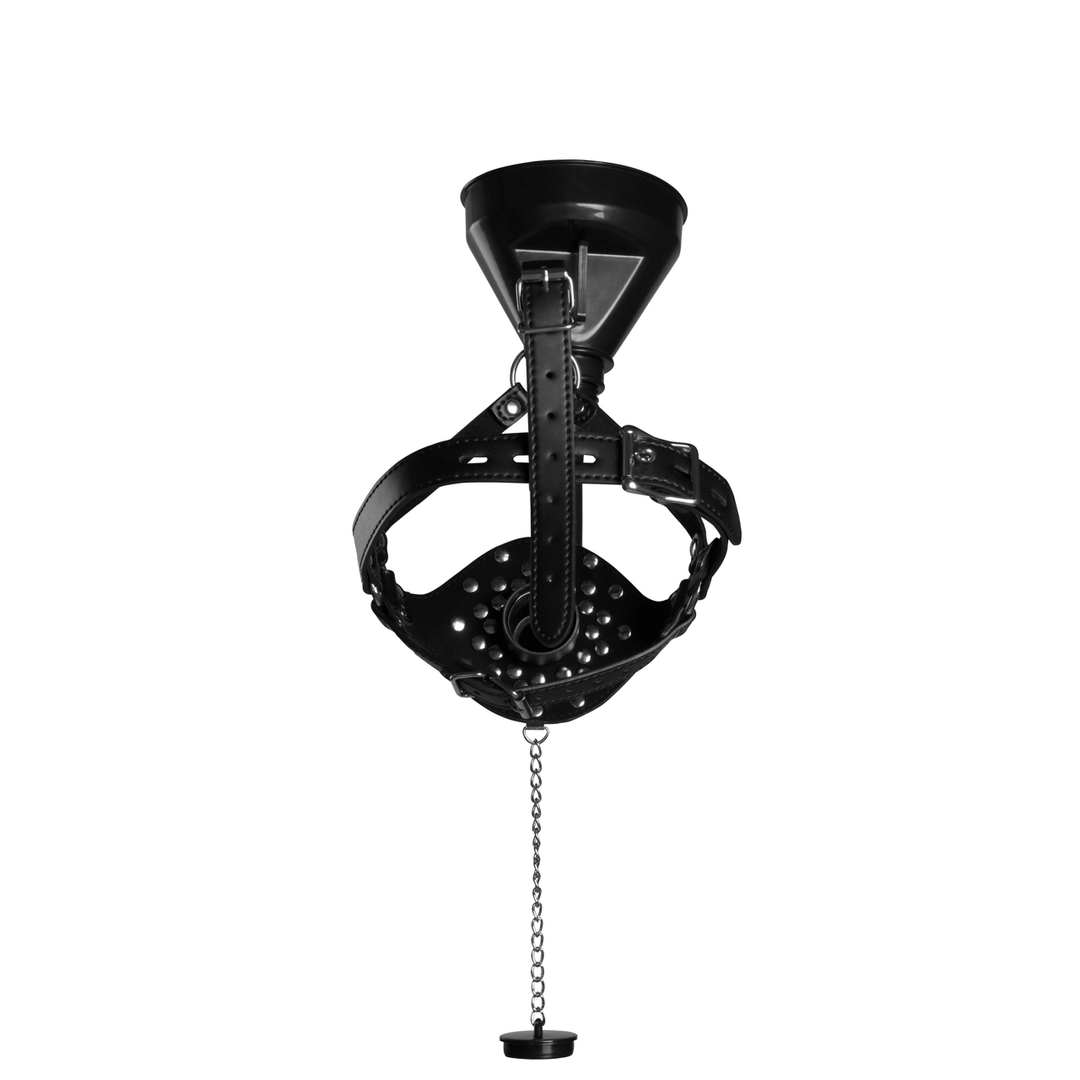 SHOTS Ouch! Open Mouth Gag Head Harness with Funnel - Black