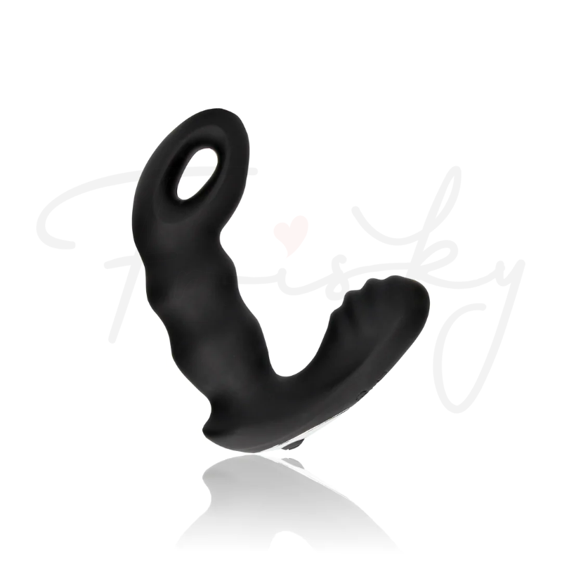 SHOTS Ouch! Beaded Vibrating Prostate Massager with Remote Control - Black