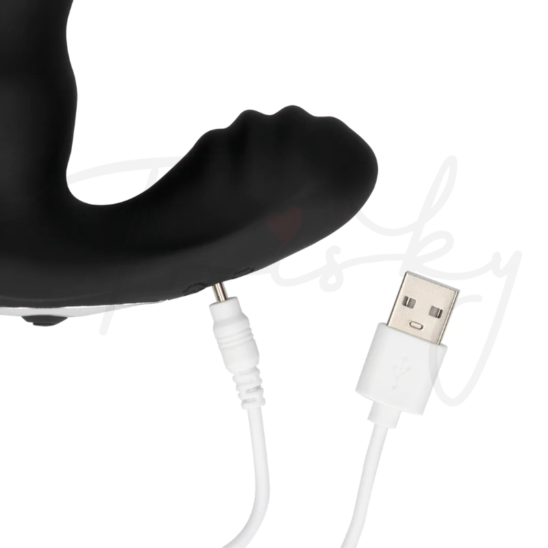 SHOTS Ouch! Beaded Vibrating Prostate Massager with Remote Control - Black