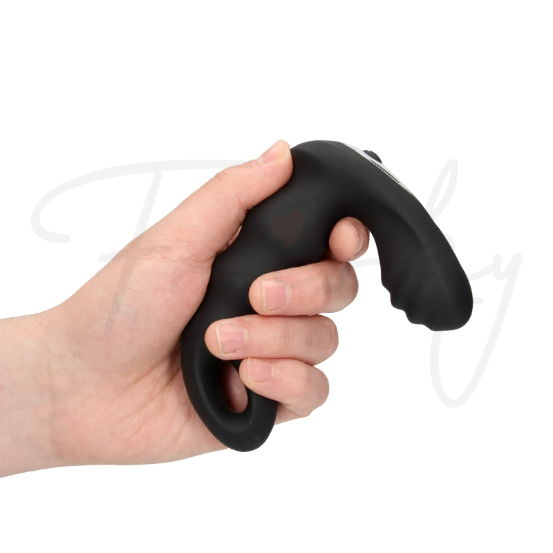 SHOTS Ouch! Beaded Vibrating Prostate Massager with Remote Control - Black