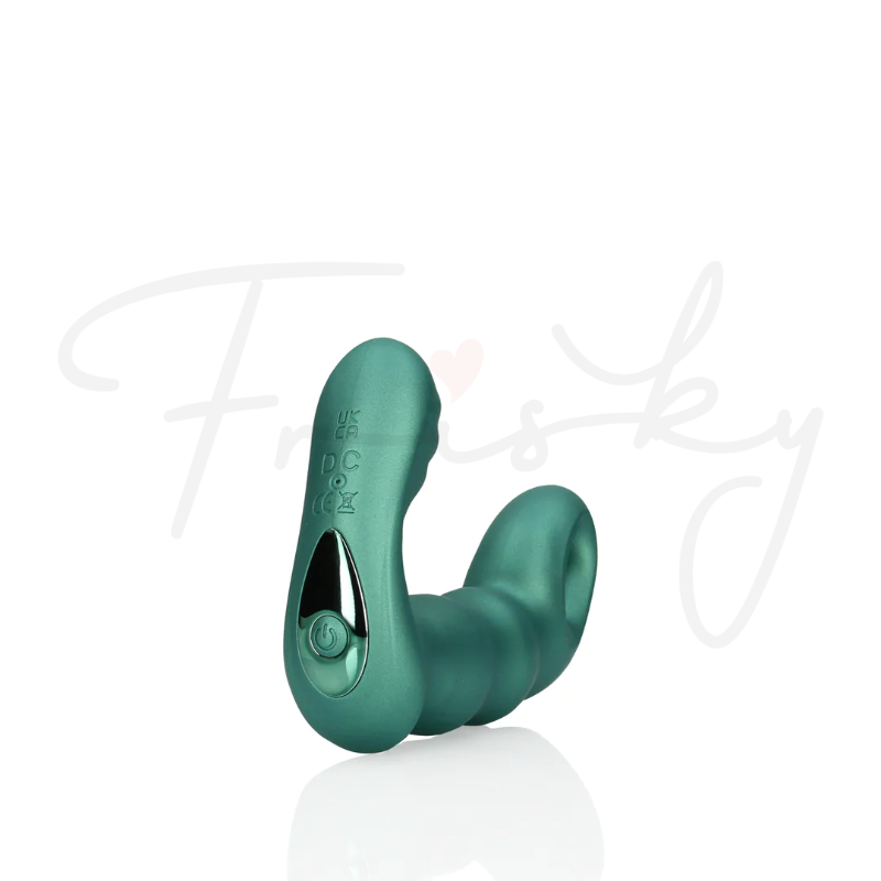 SHOTS Ouch! Beaded Vibrating Prostate Massager with Remote Control - Metallic Green