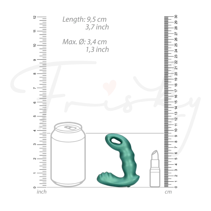 SHOTS Ouch! Beaded Vibrating Prostate Massager with Remote Control - Metallic Green