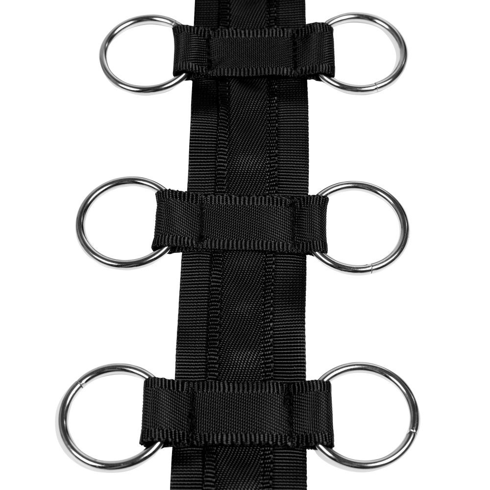 SHOTS Ouch! Restraint Harness with Collar and Hand Cuffs - Black
