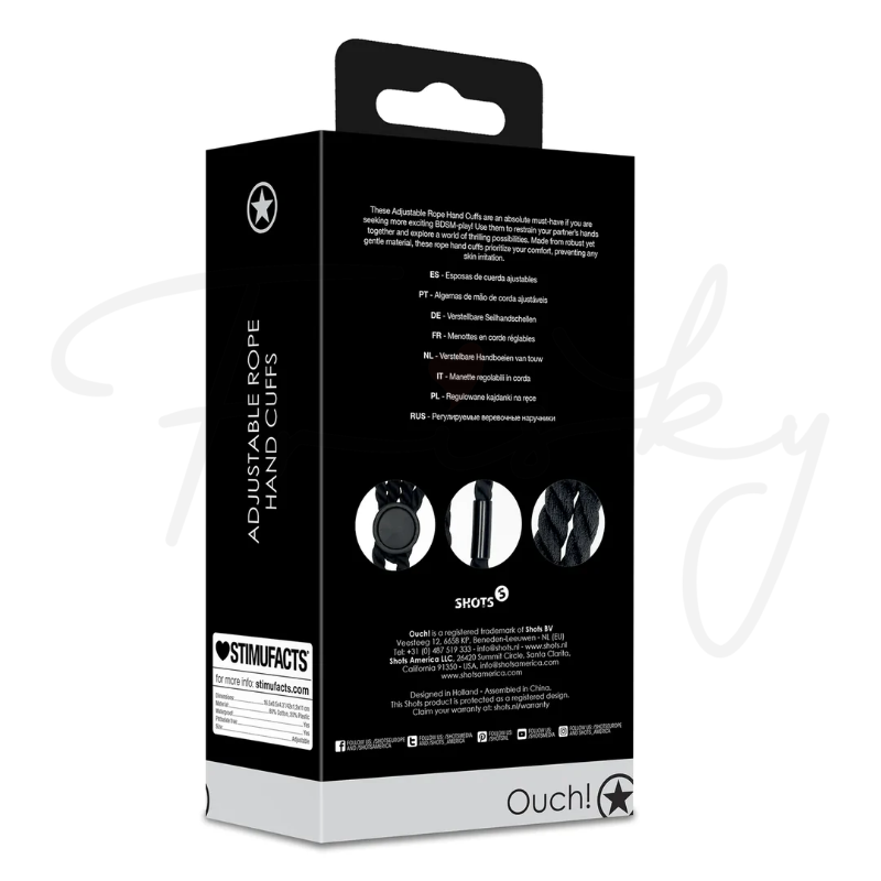 SHOTS Ouch!  Adjustable Rope Hand Cuffs