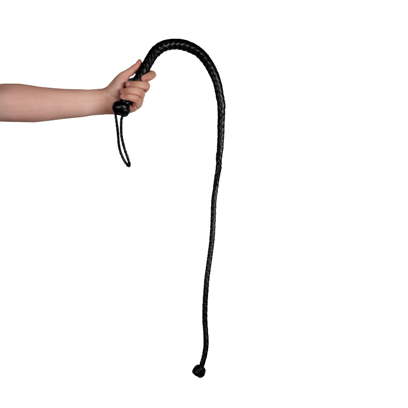 SHOTS Ouch! PU Leather Whip with Knot Detail - Black