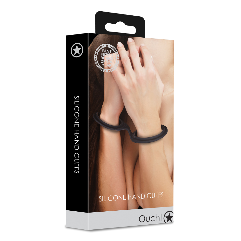 SHOTS Ouch! Silicone Hand Cuffs - Black