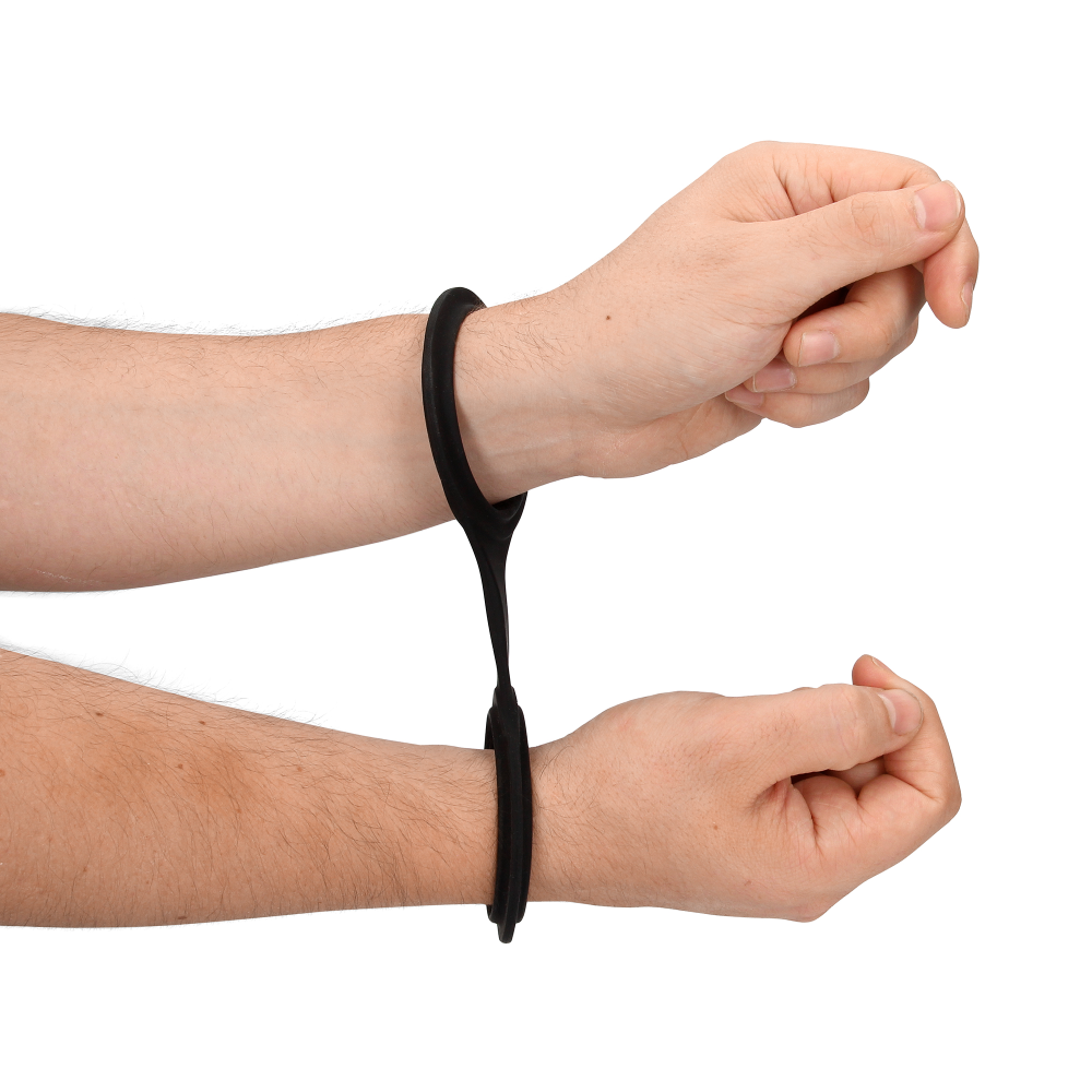 SHOTS Ouch! Silicone Hand Cuffs - Black