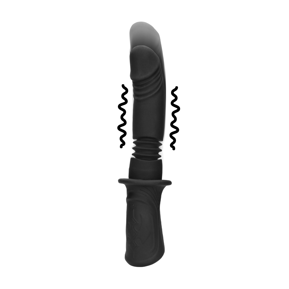 SHOTS Ouch! Hand Held Vibrating and Thrusting Sex Machine - Black