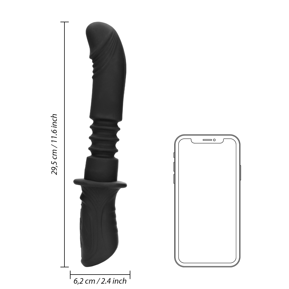 SHOTS Ouch! Hand Held Vibrating and Thrusting Sex Machine - Black