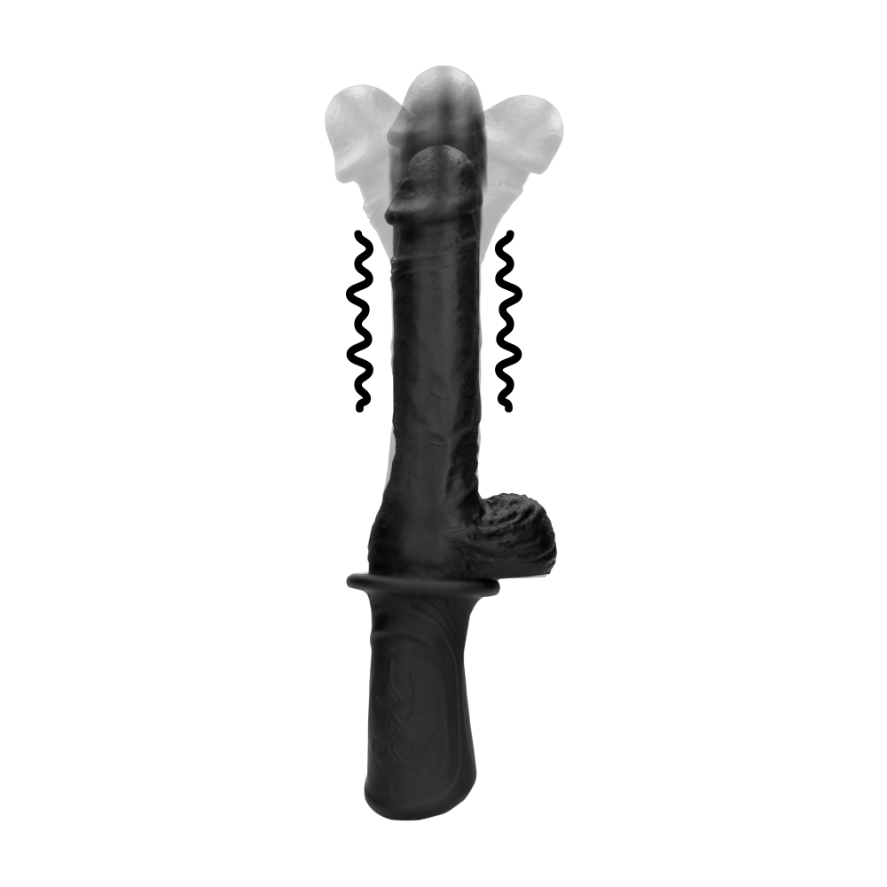SHOTS Ouch! Hand Held Liquid Silicone Vibrating and Thrusting Sex Machine - Black