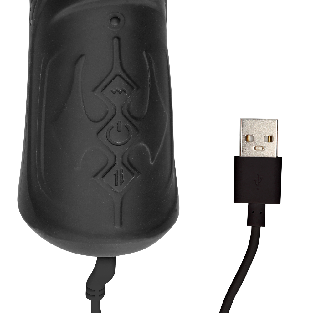 SHOTS Ouch! Hand Held Liquid Silicone Vibrating and Thrusting Sex Machine - Black