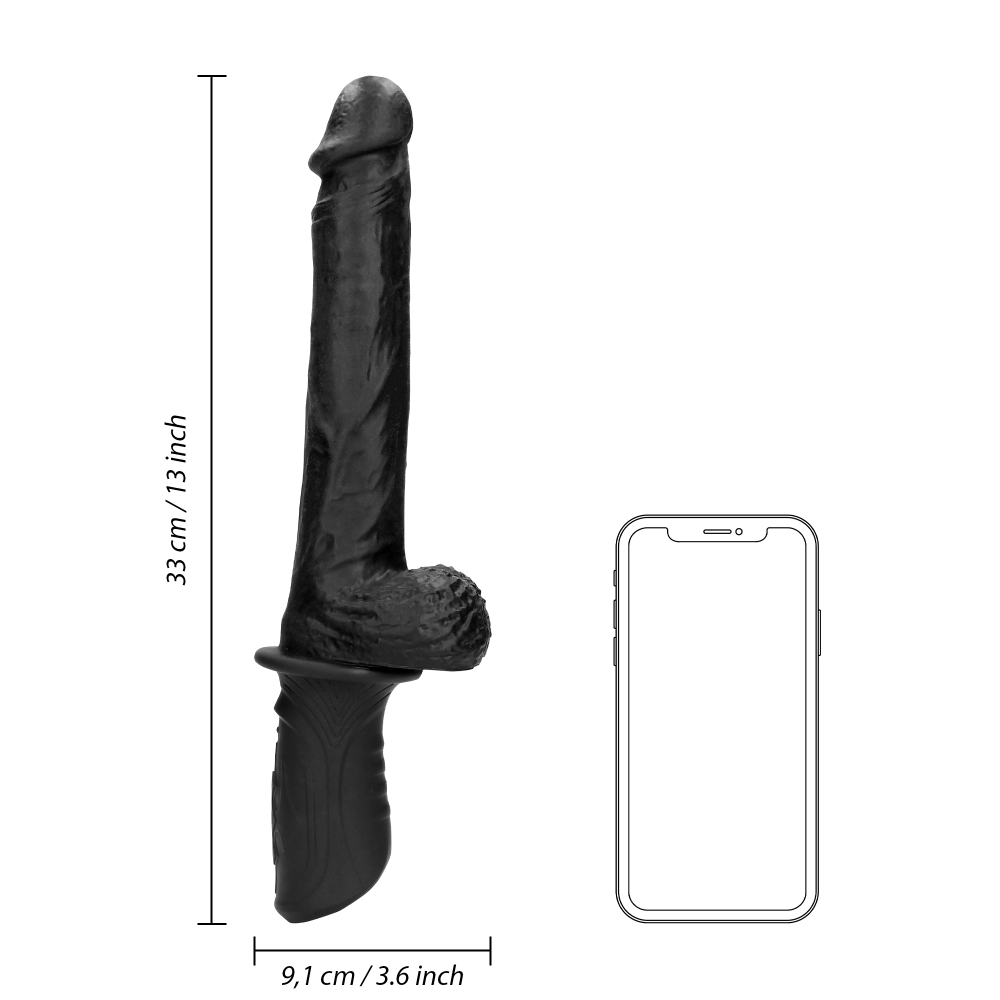 SHOTS Ouch! Hand Held Liquid Silicone Vibrating and Thrusting Sex Machine - Black