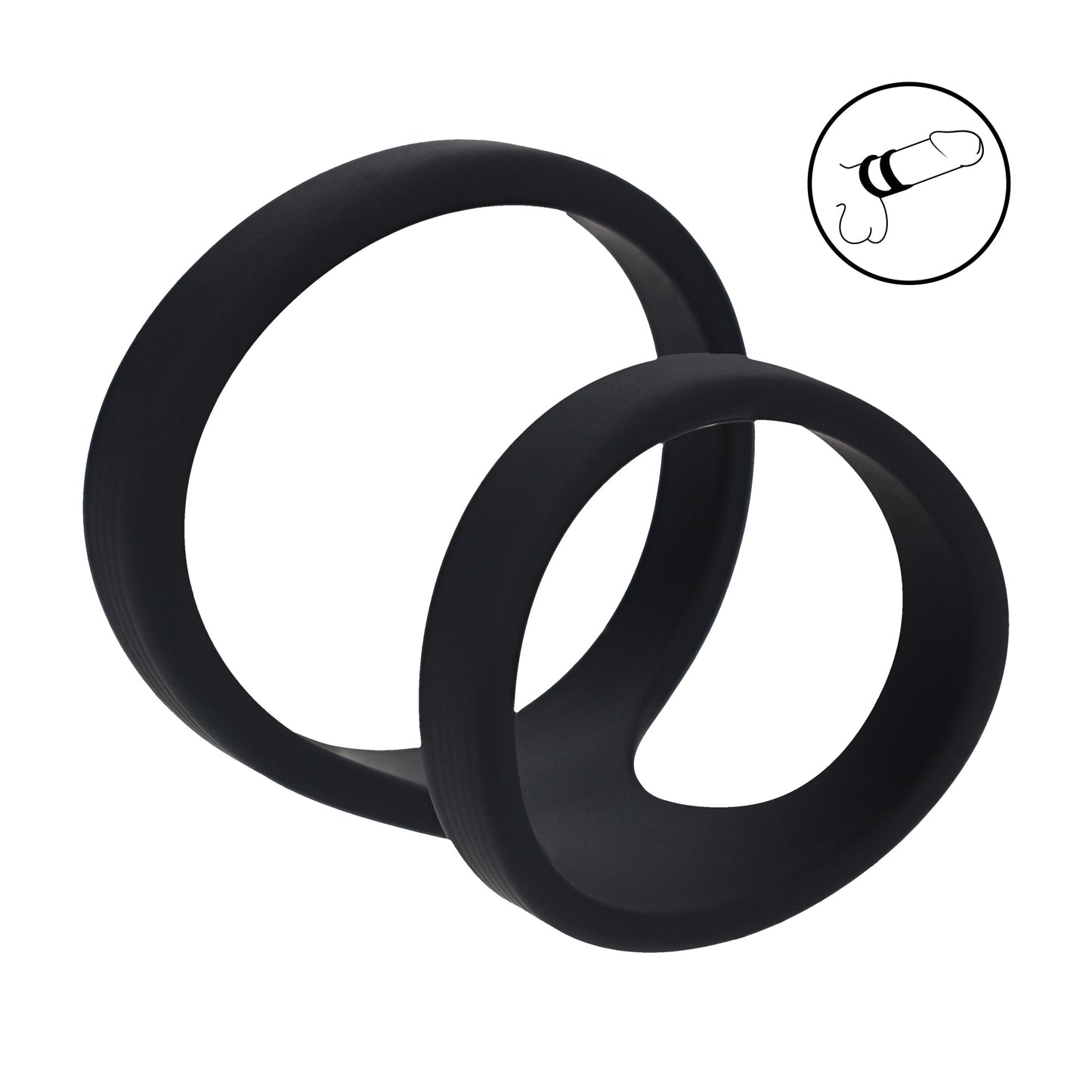 Two black silicone loops of the LEVELZ 2-Loop Cock Ring displayed together on a clean white background.