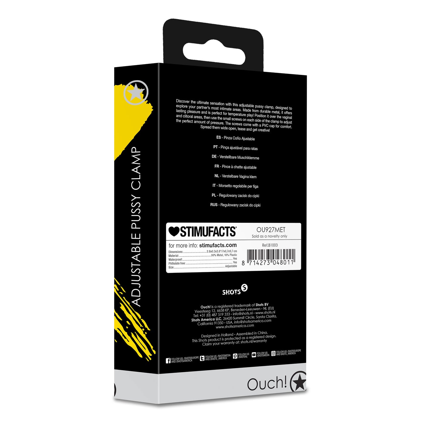 SHOTS Ouch! Adjustable Pussy Clamp - Silver