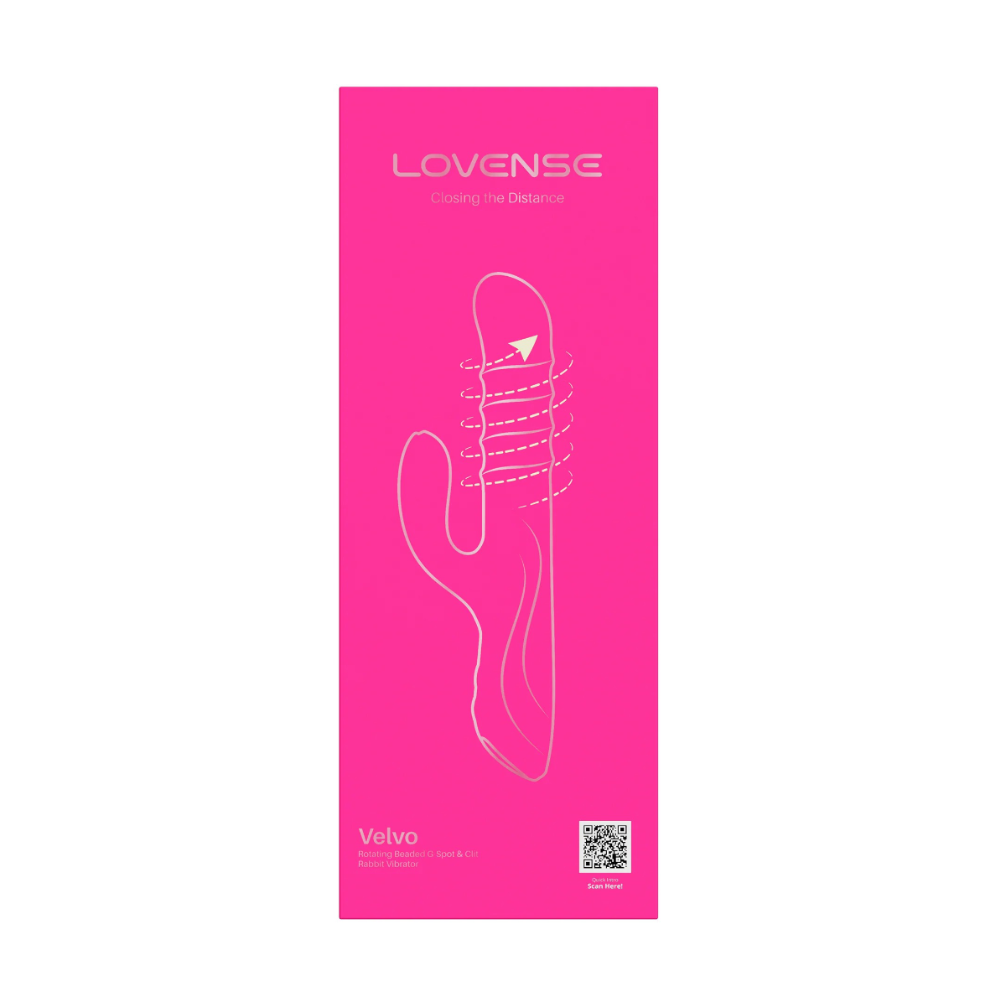 Pink Lovense Velvo product packaging box shown front with minimal design