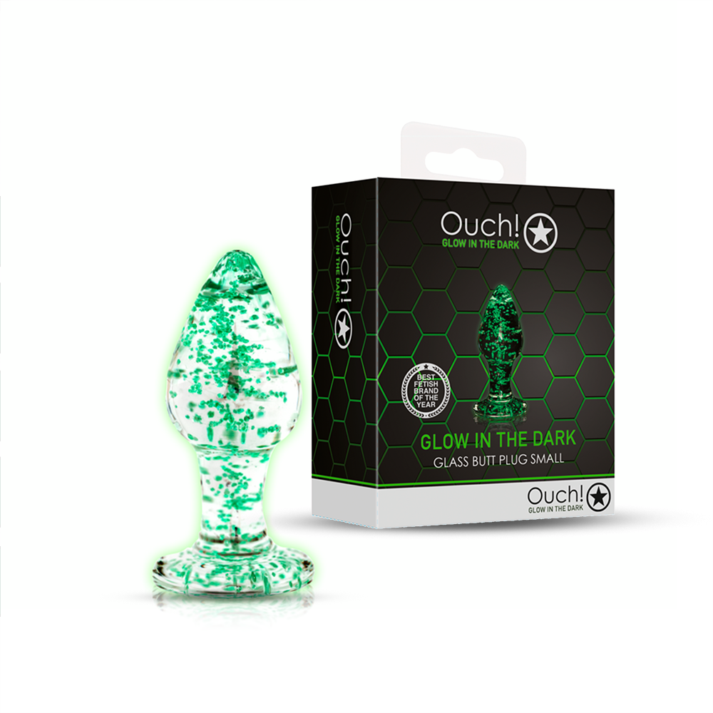 SHOTS Ouch! Glass Butt Plug - Glow in The Dark