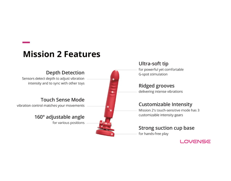 Lovense - Mission 2 App-Controlled Touch Sensitive Suction Cup Dildo