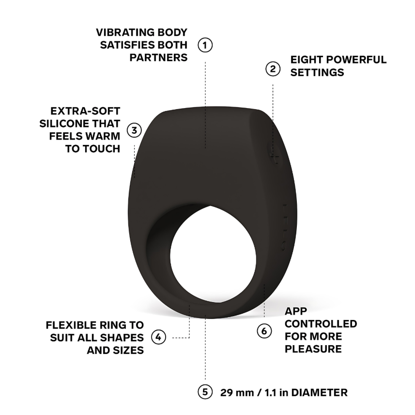 LELO - Tor 3 App-Controlled Vibrating Couple's Ring - Black